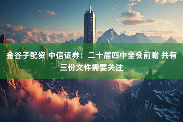 金谷子配资 中信证券：二十届四中全会前瞻 共有三份文件需要关注