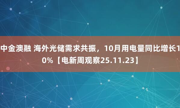 中金澳融 海外光储需求共振,10月用电量同比增长10%【电新周观察25.11.23】